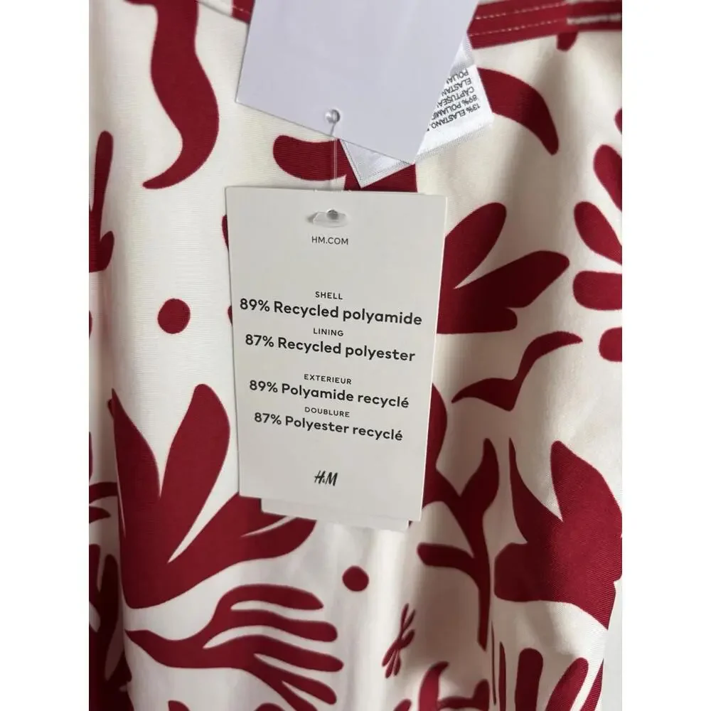 H&M One Piece Bathing Suit Womens XS Red Ivory‎ Beach 1859